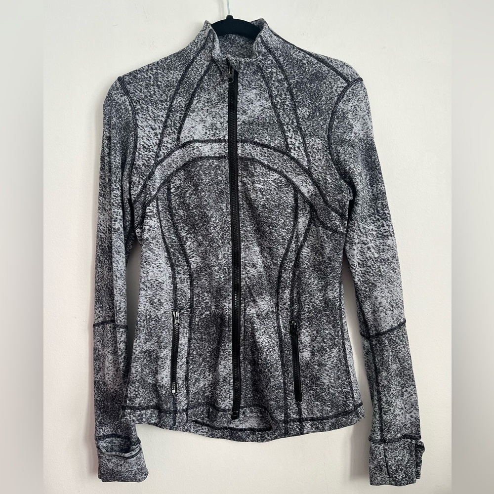 Lululemon Define Zip Up Gym BBL Jacket Luon Spray Jacquard White Black US 10